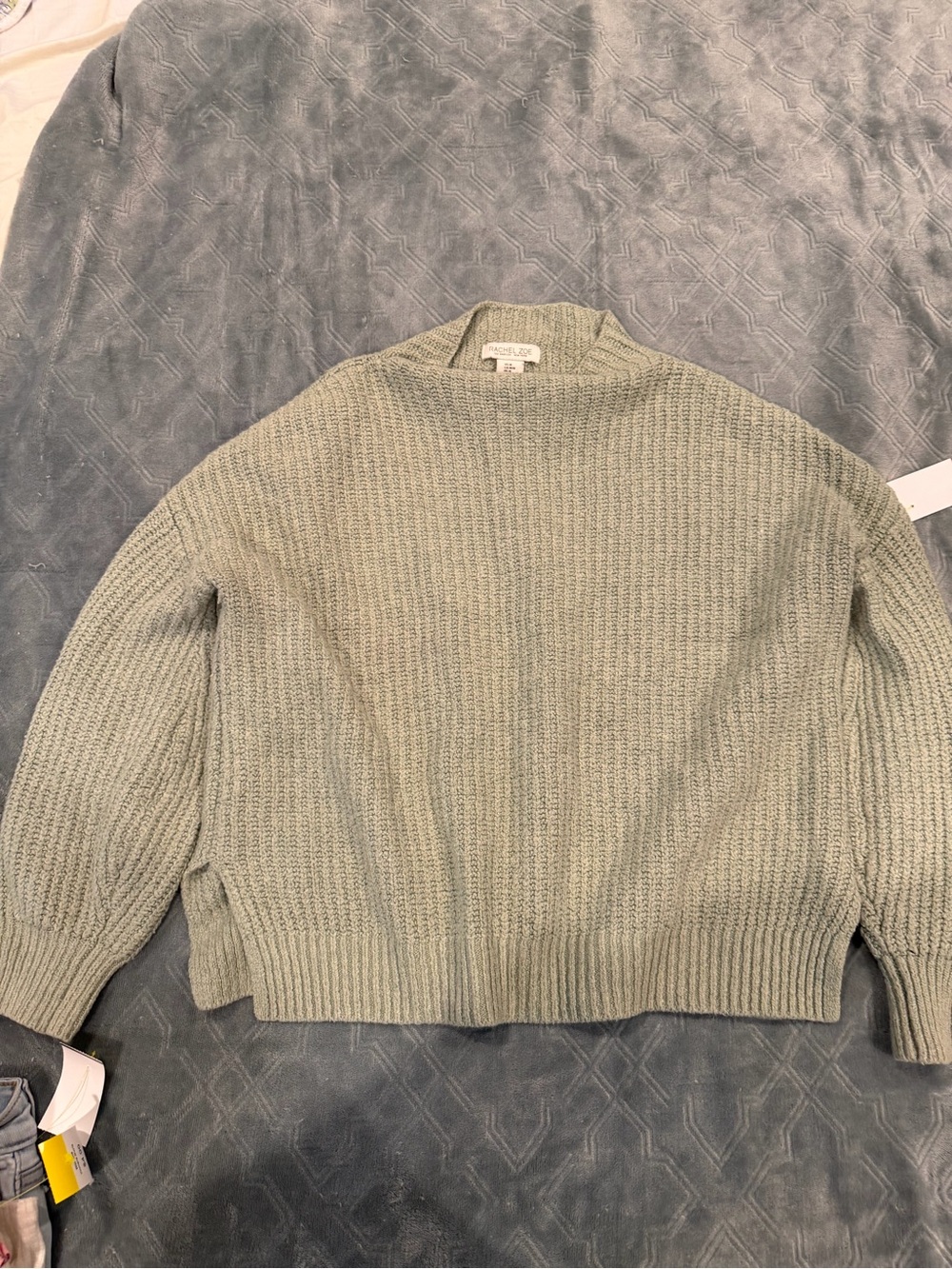 Rachel Zoe Chunky Ribbed Crewneck Sweater in Dusty Sage - Picture 4 of 5
